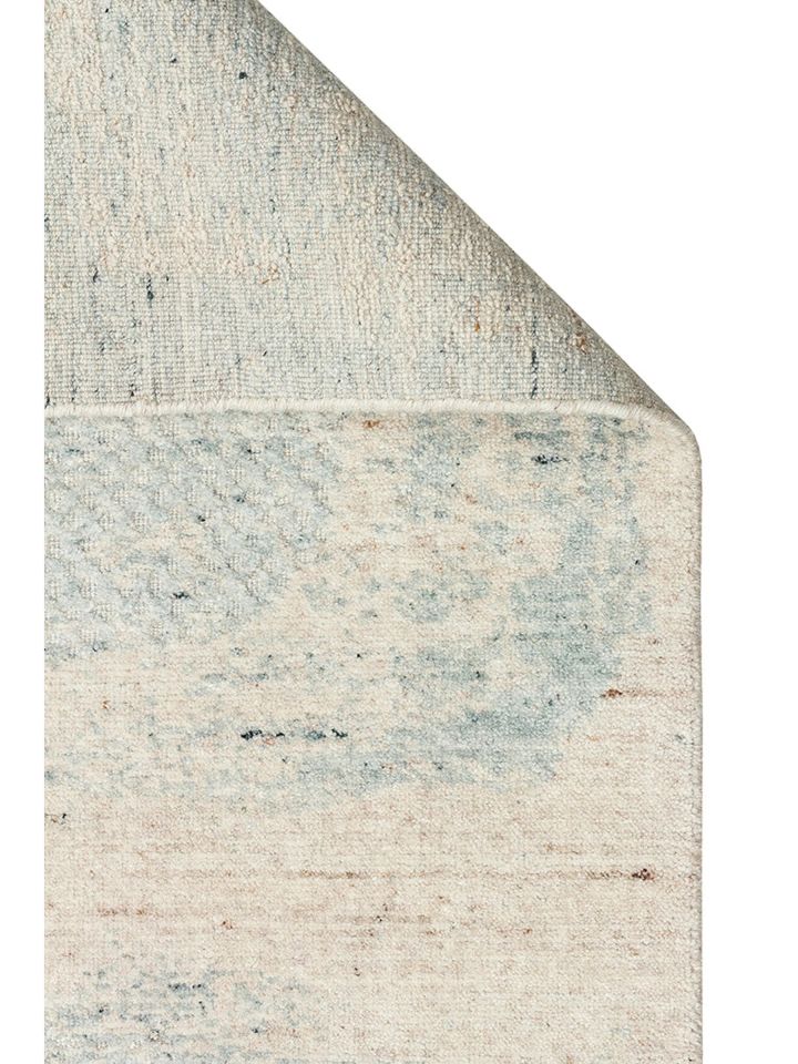 Laris Serisi Yün Viskon ve Pamuk Harmanlı İskandinav Tarzı Mavi Renk El Dokuma Halı NX-3716