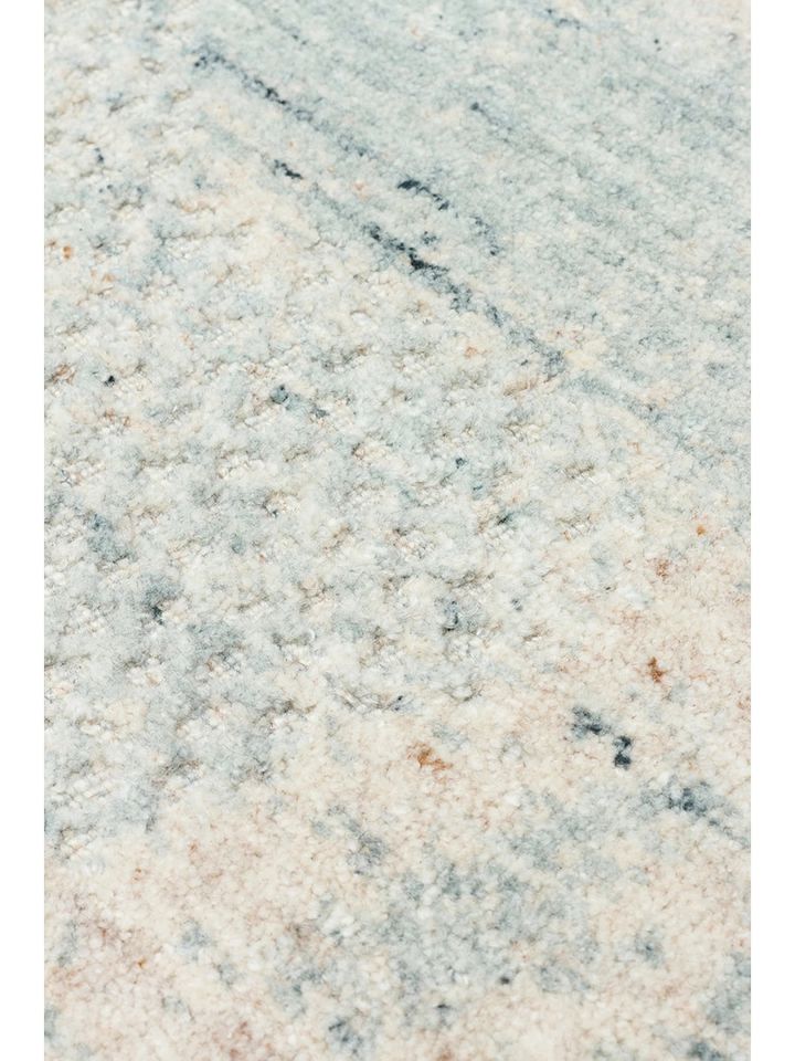 Laris Serisi Yün Viskon ve Pamuk Harmanlı İskandinav Tarzı Mavi Renk El Dokuma Halı NX-3716