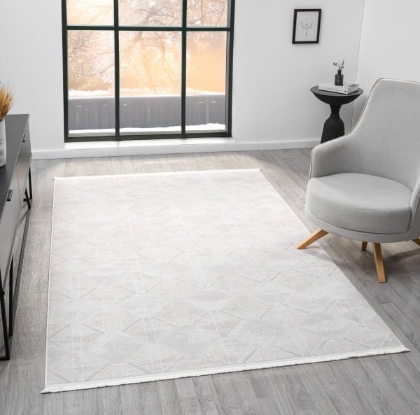 Verona Serisi Krem Renk Akrilik Makine Halısı SH-5116K