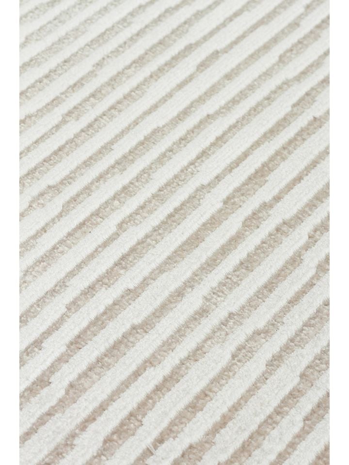 Aura Serisi Yüksek-Alçak Rölyef Dokulu %100 Viskon Bej/Beyaz Renk Modern Halı NX-3671