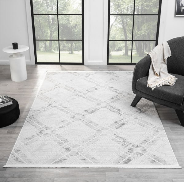 Verona Serisi Gri Renk Akrilik Makine Halısı SH-5117G