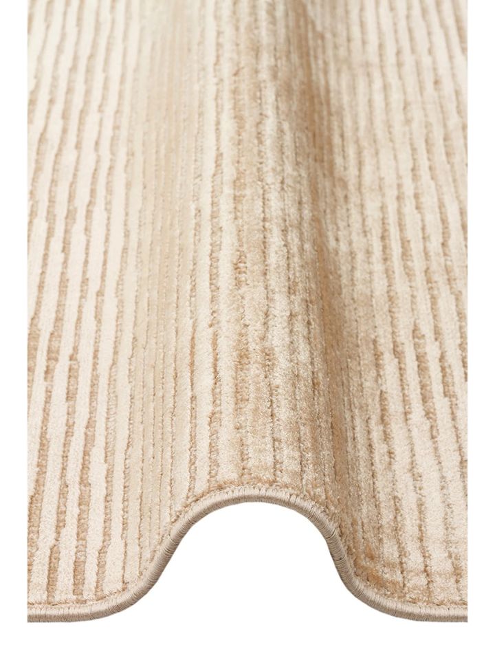 Aura Serisi Yüksek-Alçak Rölyef Dokulu %100 Viskon Bej Renk Modern Halı NX-3672