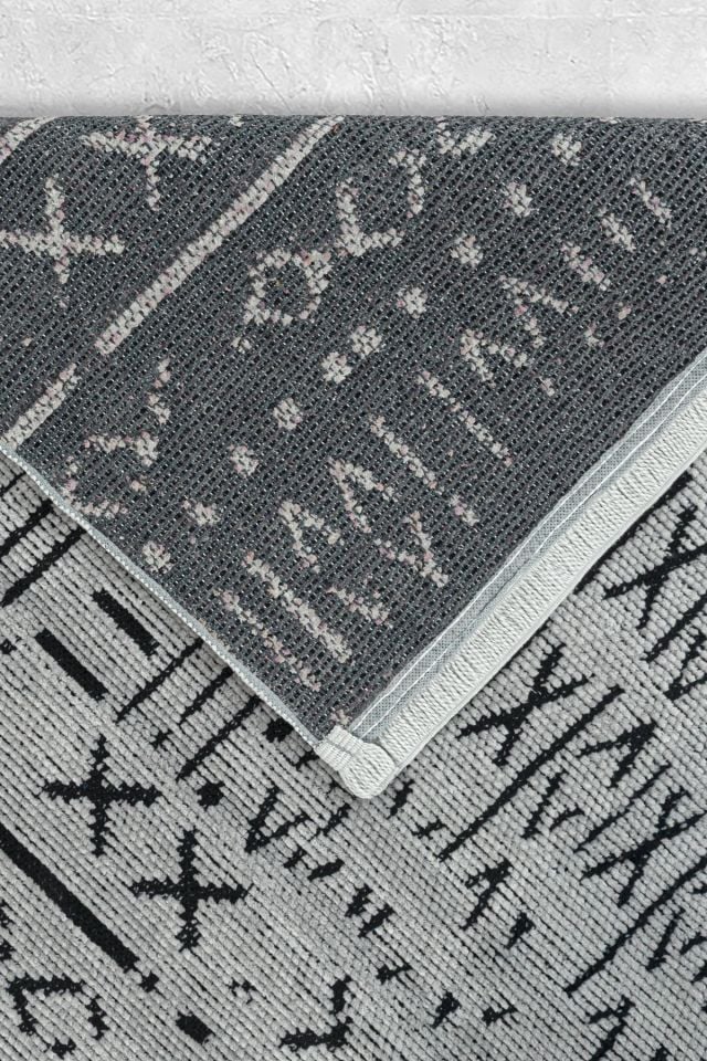 Mercan Serisi Gri Renk Makinede Yıkanabilir Kilim GH-8432