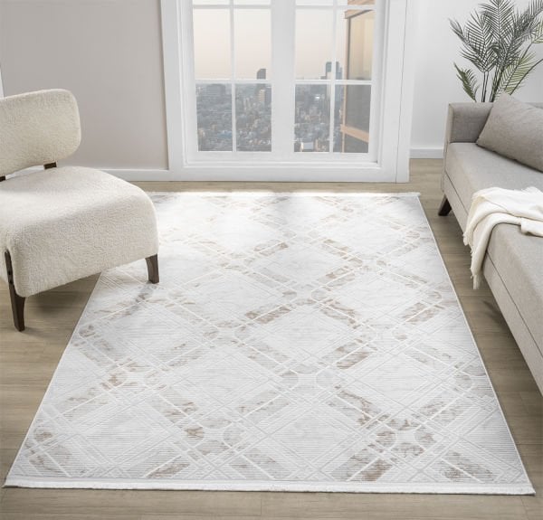 Verona Serisi Bej Renk Akrilik Makine Halısı SH-5117K