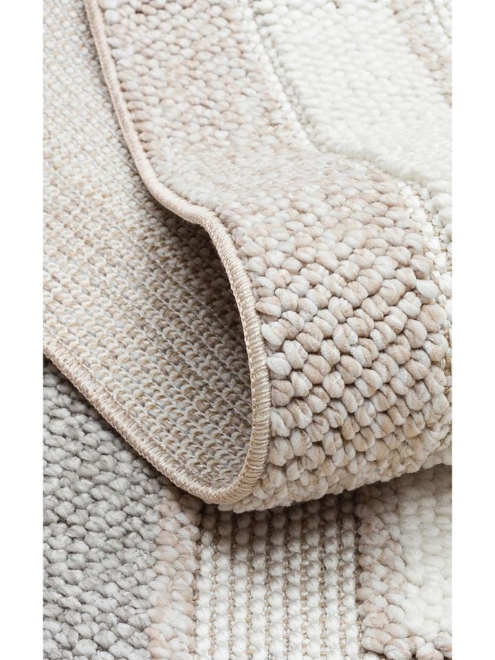 Clam Serisi Bukle Dokuma Modern Gri/Bej Renk Halı EH-5406