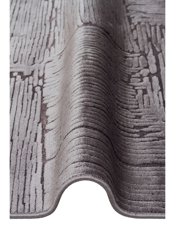 Aura Serisi Yüksek-Alçak Rölyef Dokulu %100 Viskon Antrasit Renk Modern Halı NX-3731