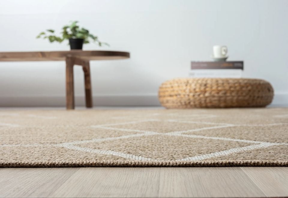 Avina Serisi Bej/Beyaz Kolay Temizlenebilir Sisal Halı SH-19