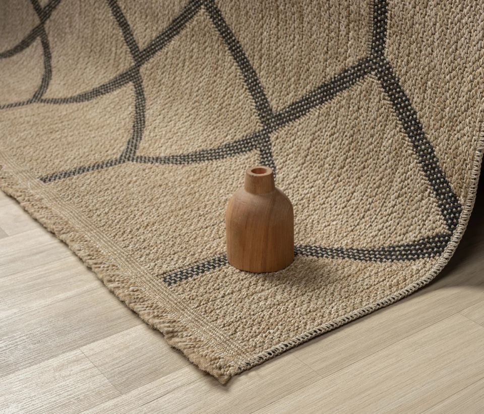 Avina Serisi Bej/Siyah Kolay Temizlenebilir Sisal Halı SH-20