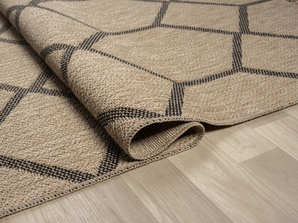 Avina Serisi Bej/Siyah Kolay Temizlenebilir Sisal Halı SH-20