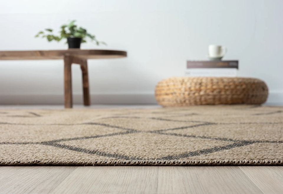 Avina Serisi Bej/Siyah Kolay Temizlenebilir Sisal Halı SH-20