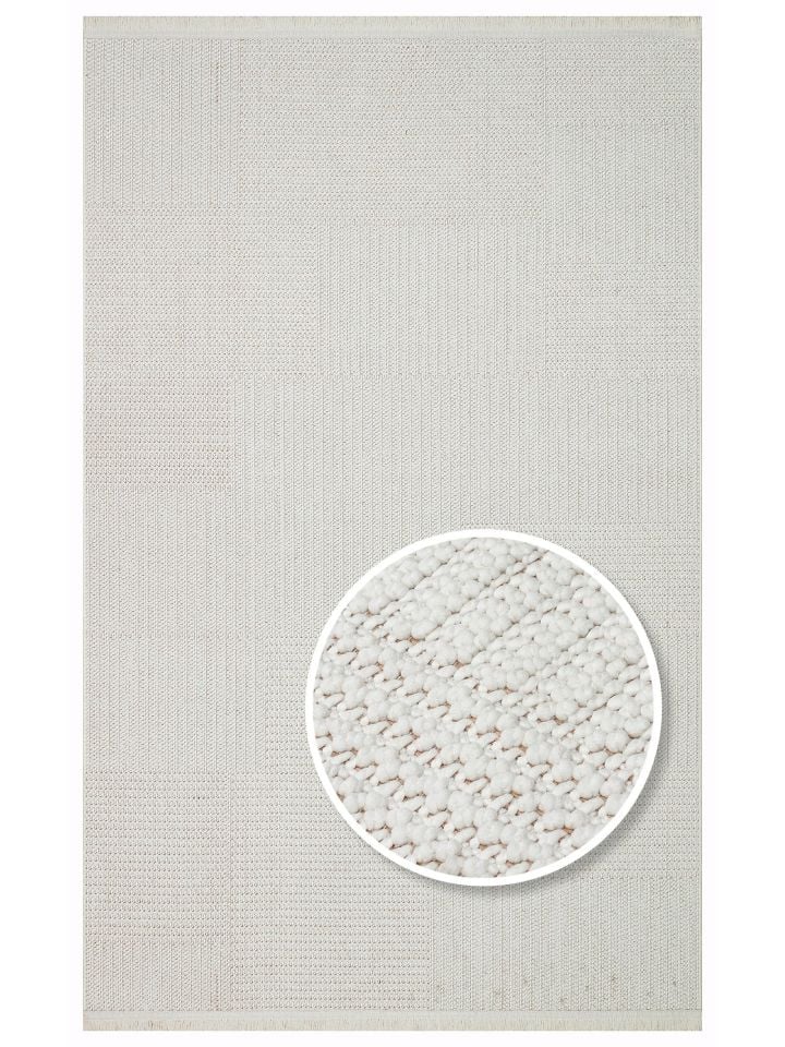 Clam Serisi Bukle Dokuma Modern Ekru Renk Halı EH-5408