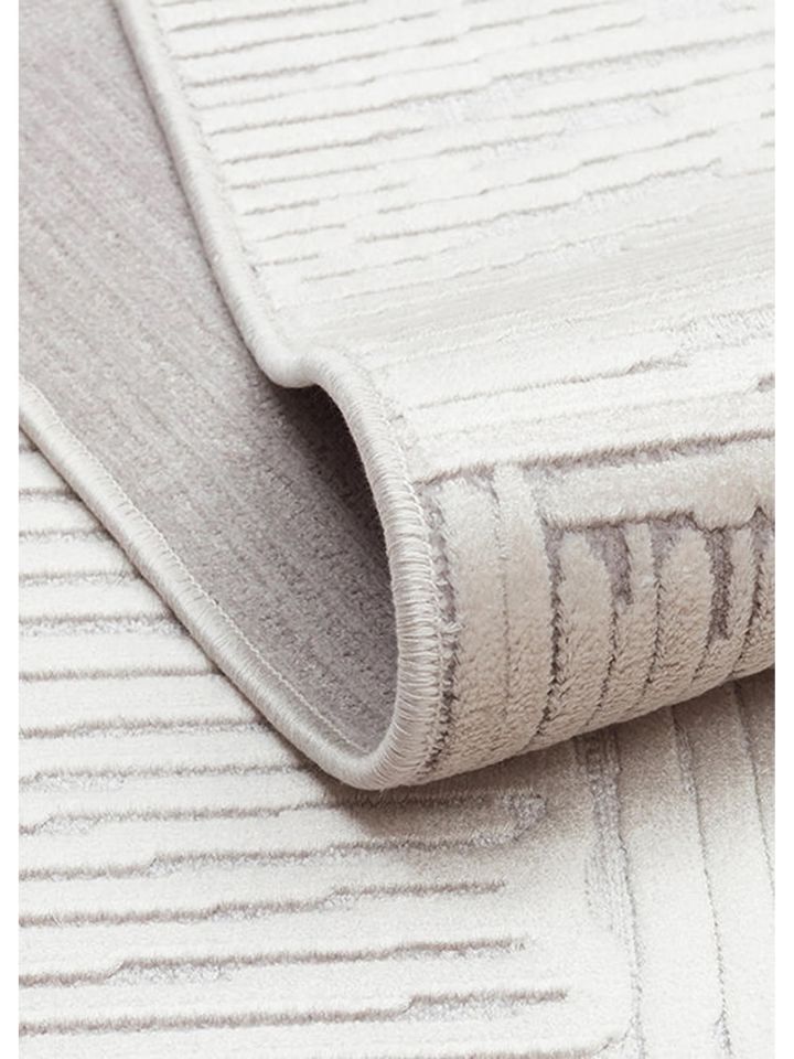 Aura Serisi Yüksek-Alçak Rölyef Dokulu %100 Viskon Gri Renk Modern Halı NX-3734