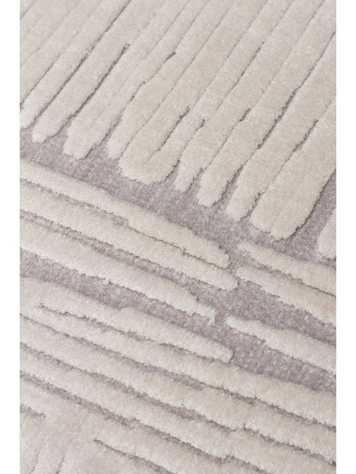 Aura Serisi Yüksek-Alçak Rölyef Dokulu %100 Viskon Gri Renk Modern Halı NX-3734