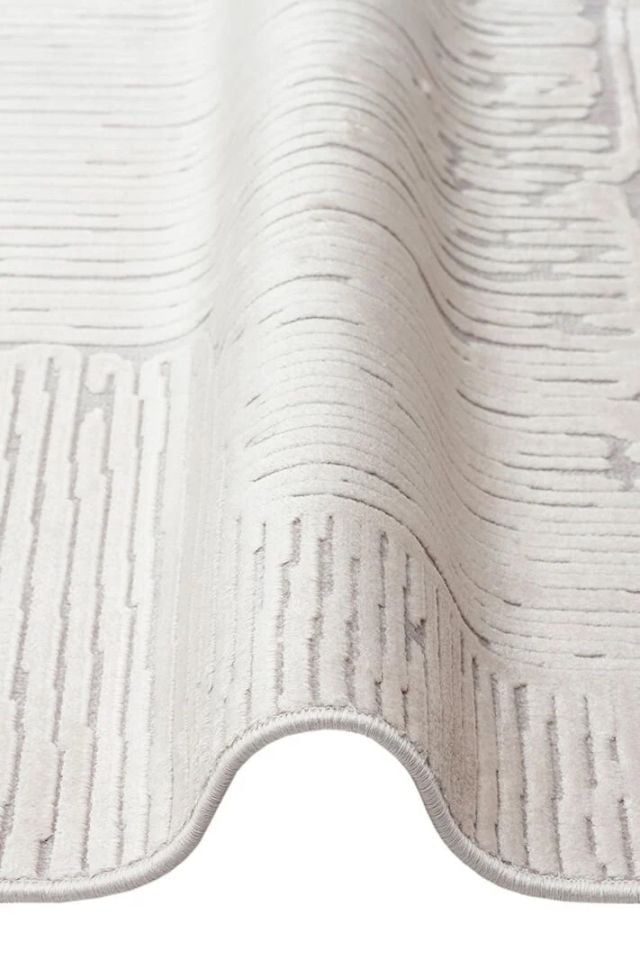 Aura Serisi Yüksek-Alçak Rölyef Dokulu %100 Viskon Gri Renk Modern Halı NX-3734