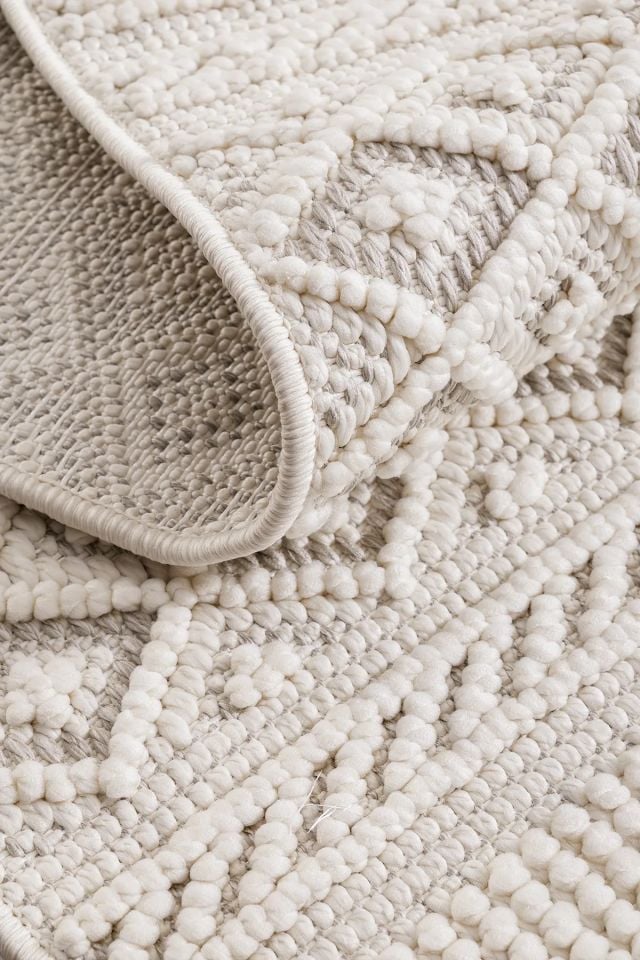 Clam Serisi Bukle Modern Ekru/Gri Renk Halı NX-3021G