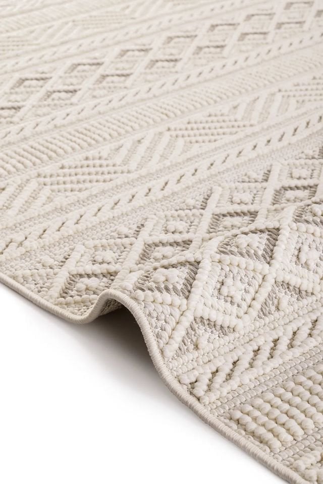 Clam Serisi Bukle Modern Ekru/Gri Renk Halı NX-3021G