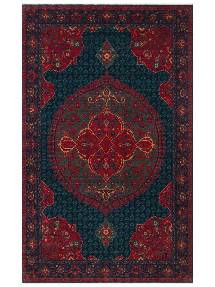 Mezopotamya Serisi Anadolu Motifli %100 Yeni Zelanda Yünü Kara Tezgah Halısı NX-675