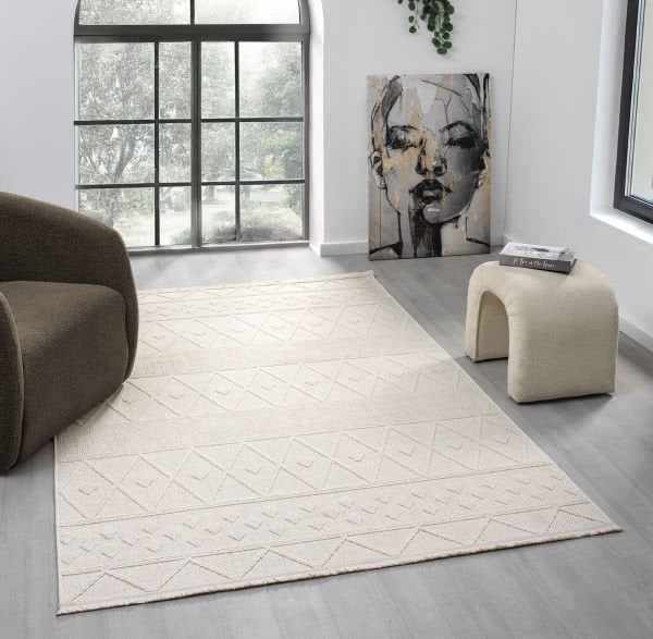 Avina Serisi Krem Kolay Temizlenebilir Sisal Halı SH-28