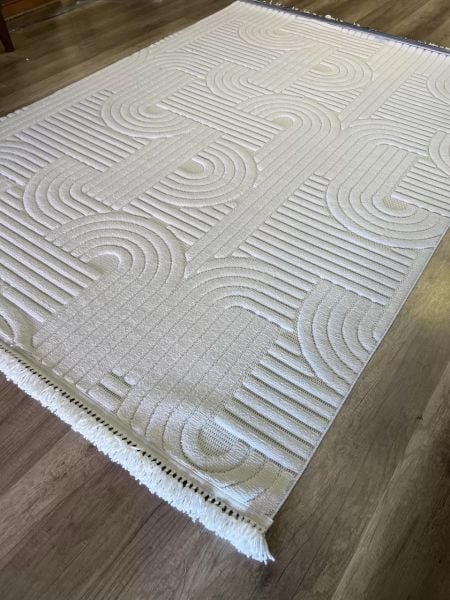 Vals Serisi Krem Renk Modern Halı NX-3013