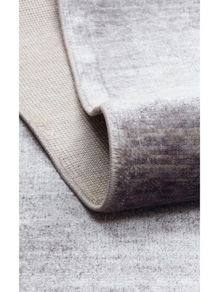 Nova Serisi %100 Tencel İpeği ile Dokunan Hav Vermeyen Antrasit Modern Kara Tezgah Halısı NX-682