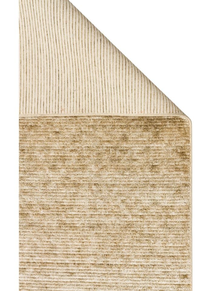 Nova Serisi %100 Tencel İpeği ile Dokunan Hav Vermeyen Krem/Yeşil Modern Kara Tezgah Halısı NX-683