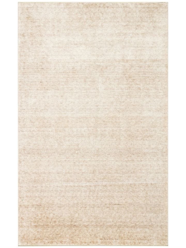 Nova Serisi %100 Tencel İpeği ile Dokunan Hav Vermeyen Bej Modern Kara Tezgah Halısı NX-684