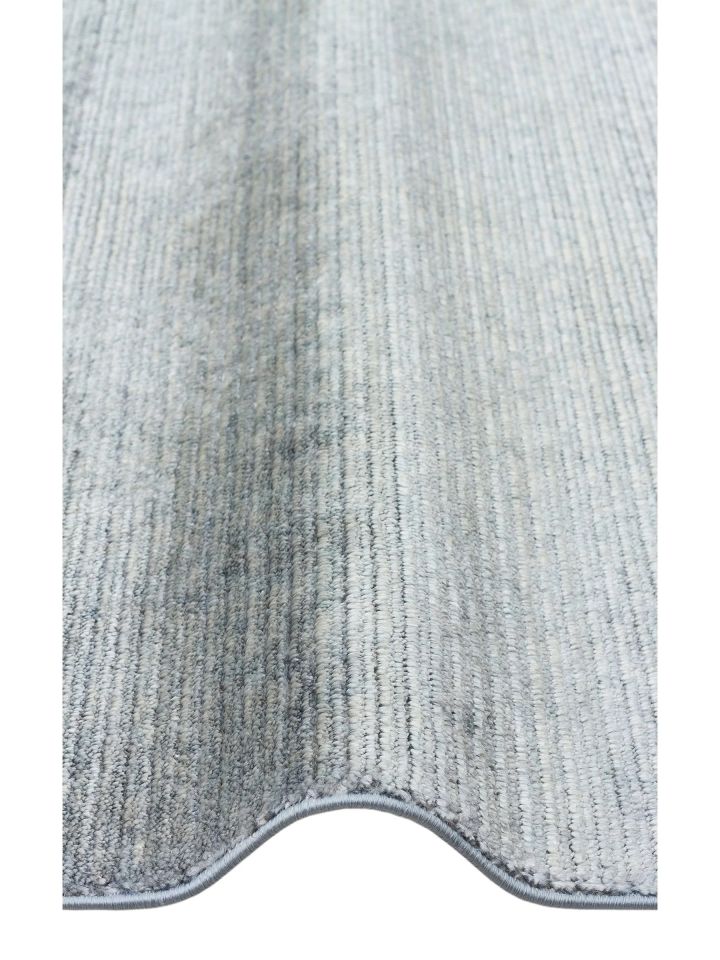 Nova Serisi %100 Tencel İpeği ile Dokunan Hav Vermeyen Mavi Modern Kara Tezgah Halısı NX-685