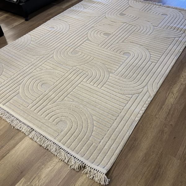 Vals Serisi Bej Renk Modern Halı NX-3015