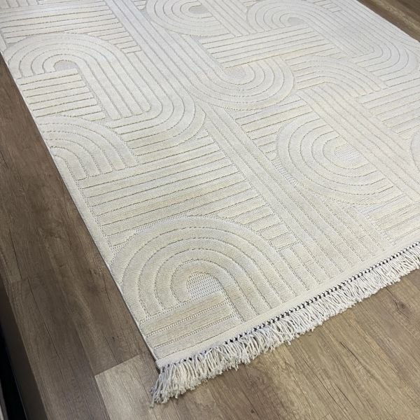 Vals Serisi Bej Renk Modern Halı NX-3015