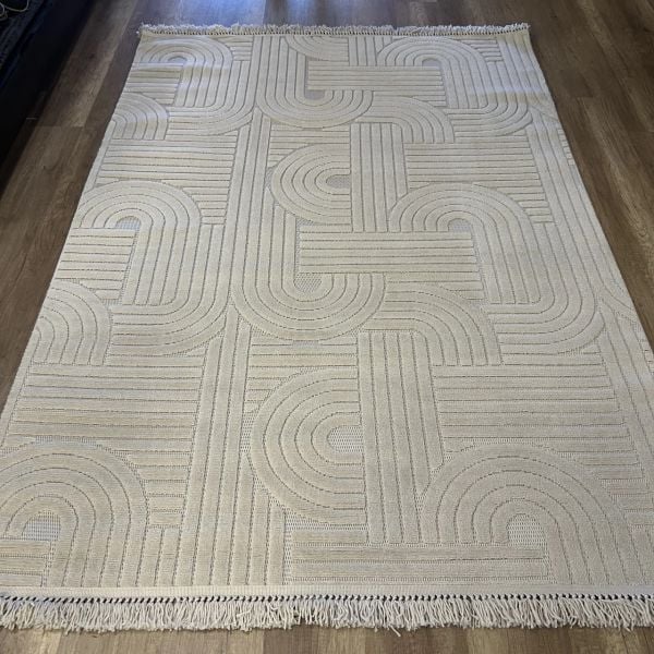 Vals Serisi Bej Renk Modern Halı NX-3015