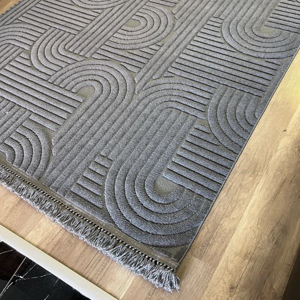 Vals Serisi Antrasit Renk Modern Halı NX-3016