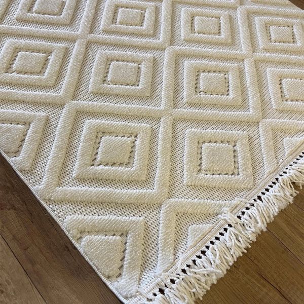 Vals Serisi Krem Renk Modern Halı NX-3017