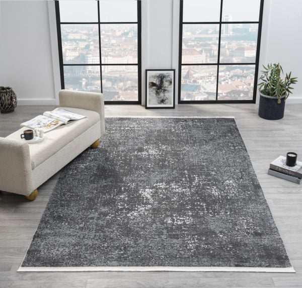 Verona Serisi Antrasit Renk Akrilik Makine Halısı SH-6001A