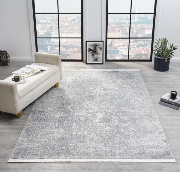 Verona Serisi Gri Renk Akrilik Makine Halısı SH-6001G