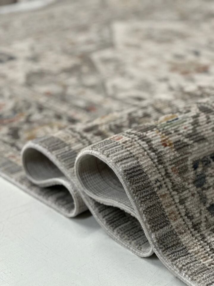 Luna Serisi Gri/Bej Vintage Makine Dokuma Halısı EH-4011
