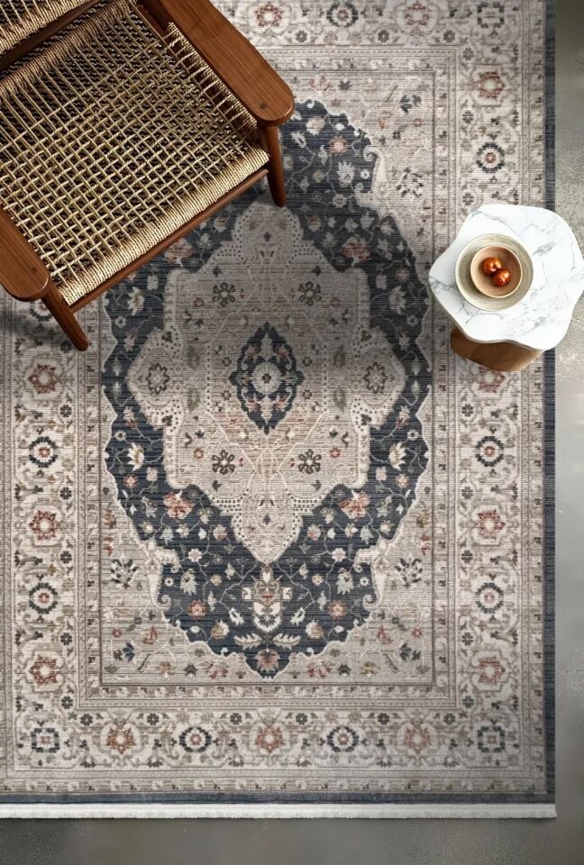 Luna Serisi Mavi Vintage Makine Dokuma Halısı EH-4033