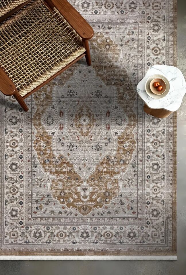 Luna Serisi Sarı Vintage Makine Dokuma Halısı EH-4044