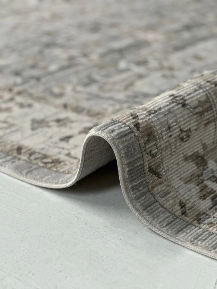 Luna Serisi Bej/Gri Vintage Makine Dokuma Halısı EH-4055