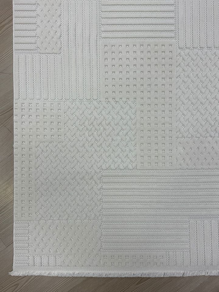 Vals Serisi Krem Renk Makinede Yıkanabilir Modern Halı RH-5701