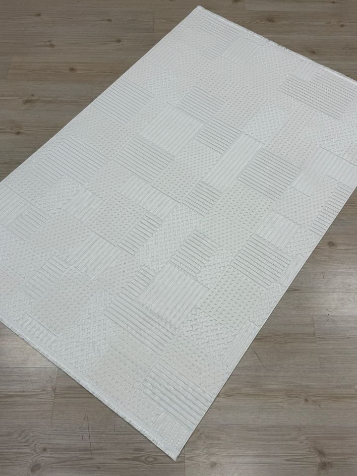 Vals Serisi Krem Renk Makinede Yıkanabilir Modern Halı RH-5701