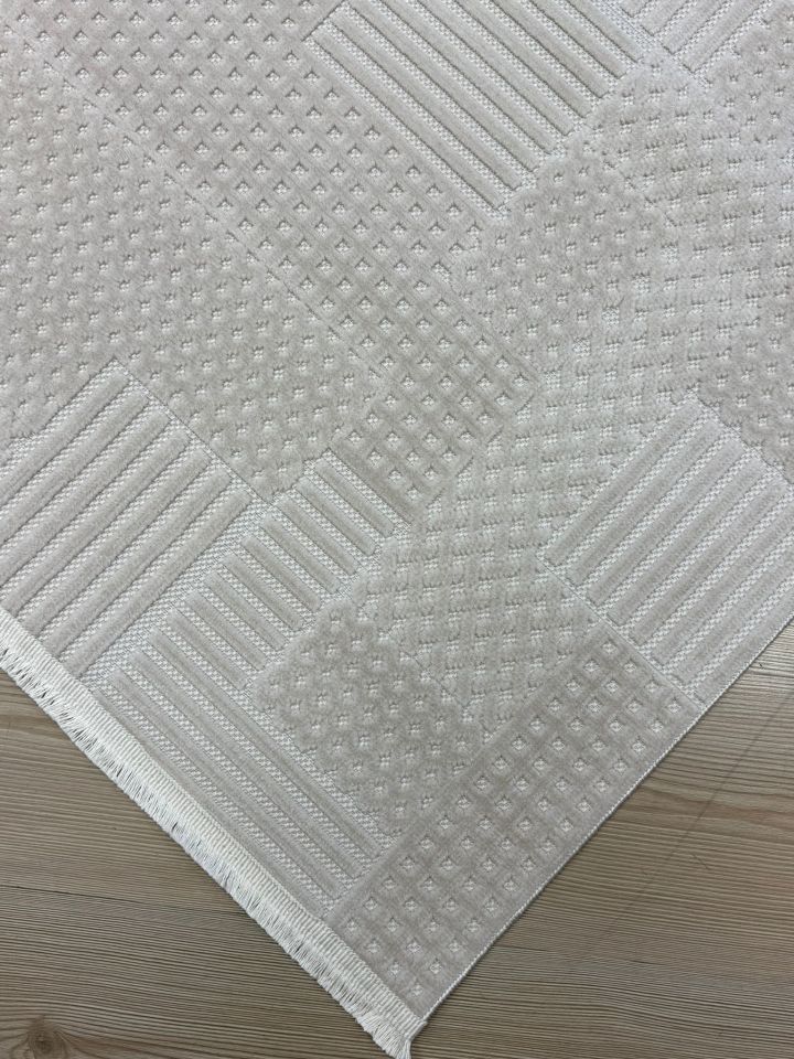 Vals Serisi Bej Renk Makinede Yıkanabilir Modern Halı RH-5702