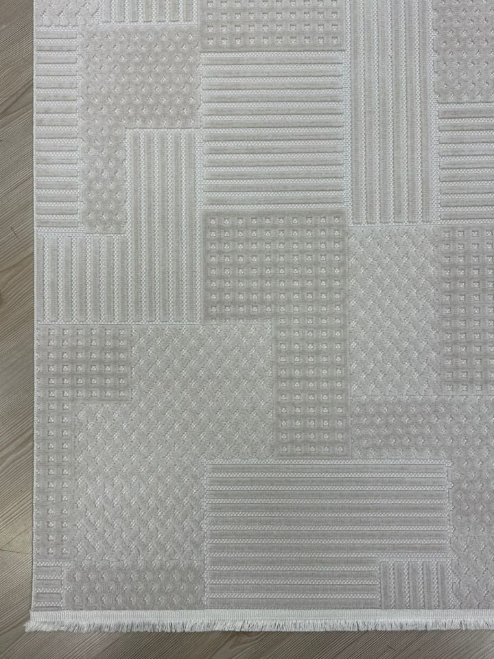 Vals Serisi Bej Renk Makinede Yıkanabilir Modern Halı RH-5702