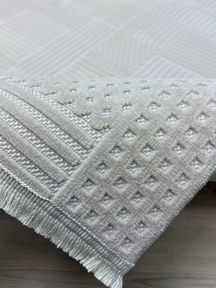 Vals Serisi Bej Renk Makinede Yıkanabilir Modern Halı RH-5702