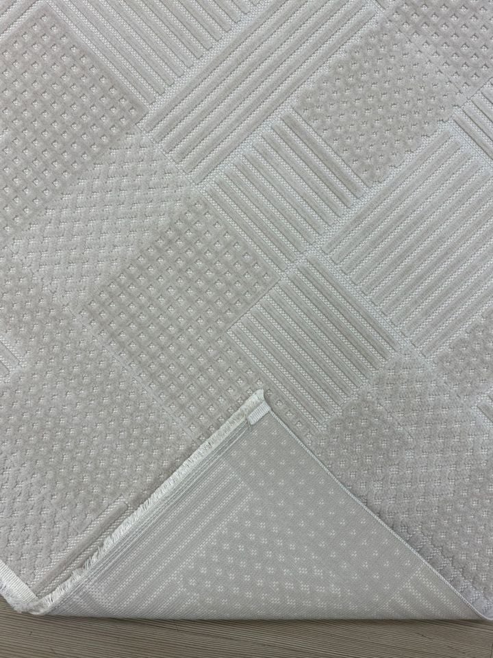 Vals Serisi Bej Renk Makinede Yıkanabilir Modern Halı RH-5702