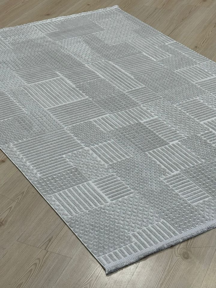 Vals Serisi Gri Renk Makinede Yıkanabilir Modern Halı RH-5703