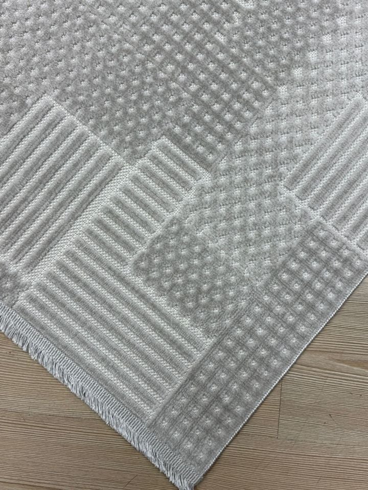 Vals Serisi Gri Renk Makinede Yıkanabilir Modern Halı RH-5703
