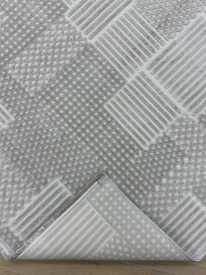 Vals Serisi Gri Renk Makinede Yıkanabilir Modern Halı RH-5703