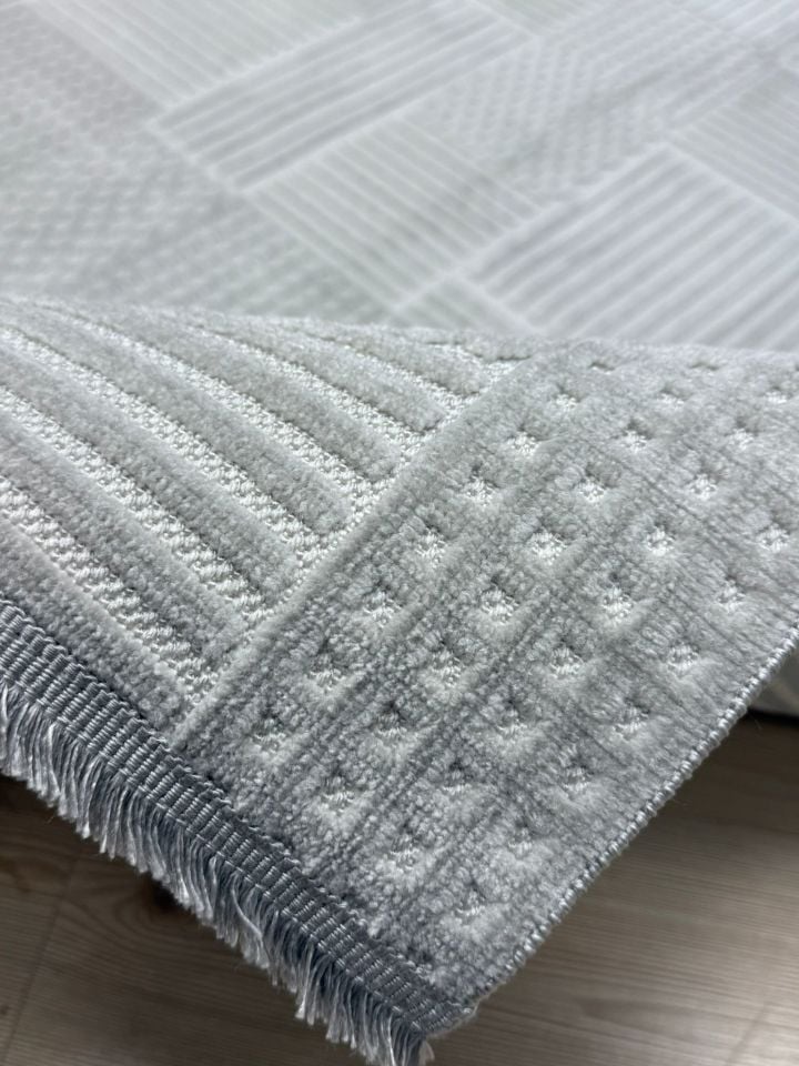 Vals Serisi Gri Renk Makinede Yıkanabilir Modern Halı RH-5703