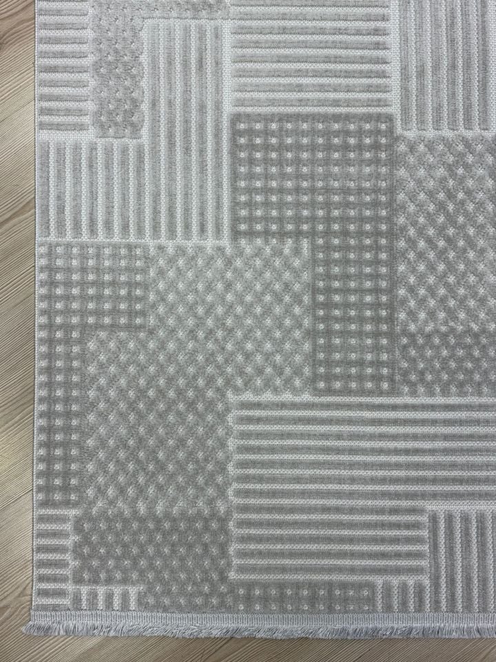 Vals Serisi Gri Renk Makinede Yıkanabilir Modern Halı RH-5703