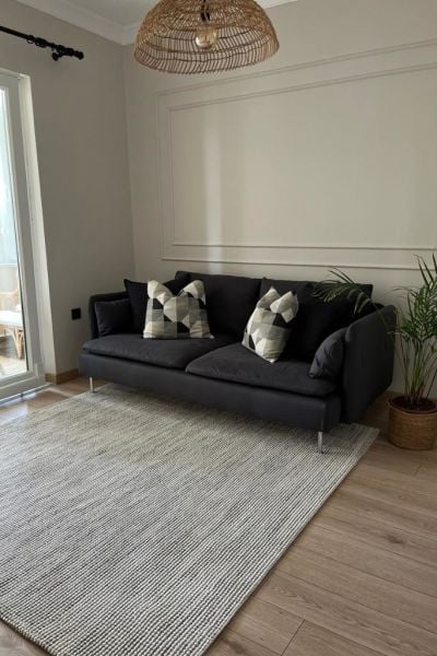 Clam Serisi Sık Bukle Dokuma Modern Gri Renk Halı OH-343